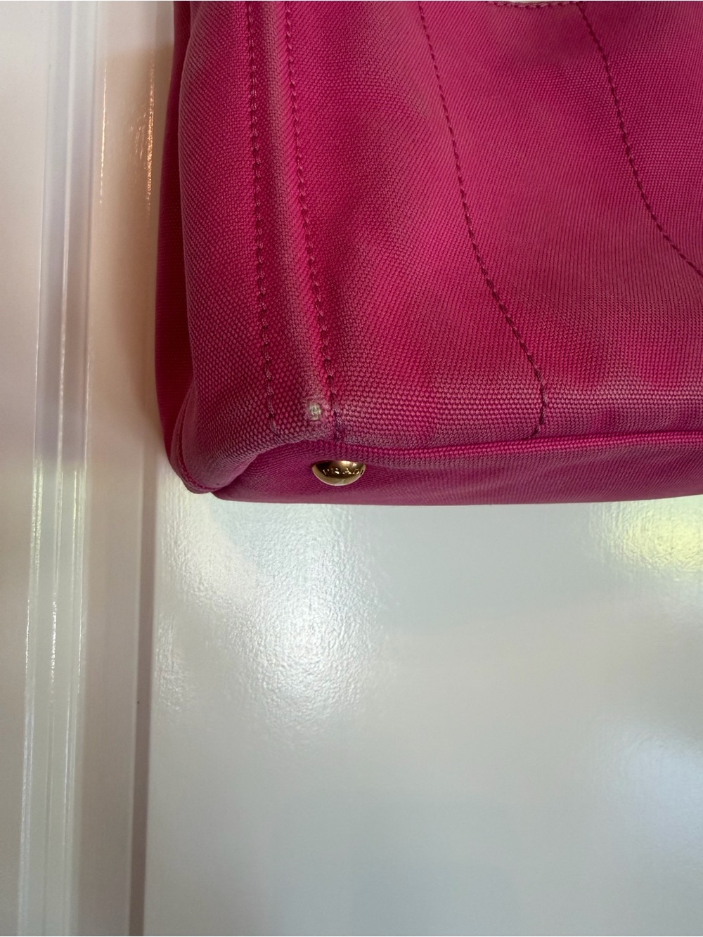 Prada Hot Pink Canvas Logo Tote - Picture 6 of 12